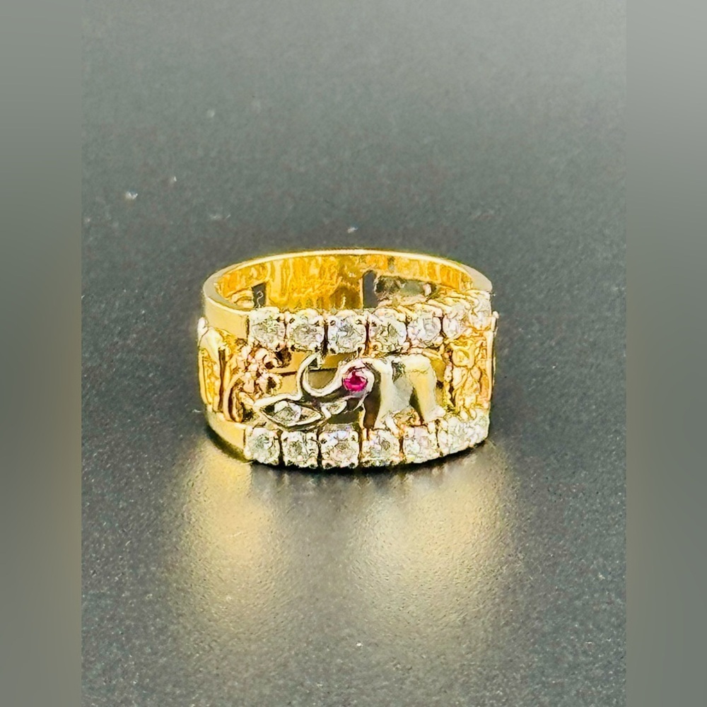 14K Yellow Gold Tri Color Men’s Good Luck/lucky Ring Size 8.5 Weight 5.7 Grams - Picture 2 of 16